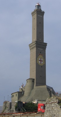 The lighthouse in Genoa (Italian: La torre della Lanterna di Genova), Italy